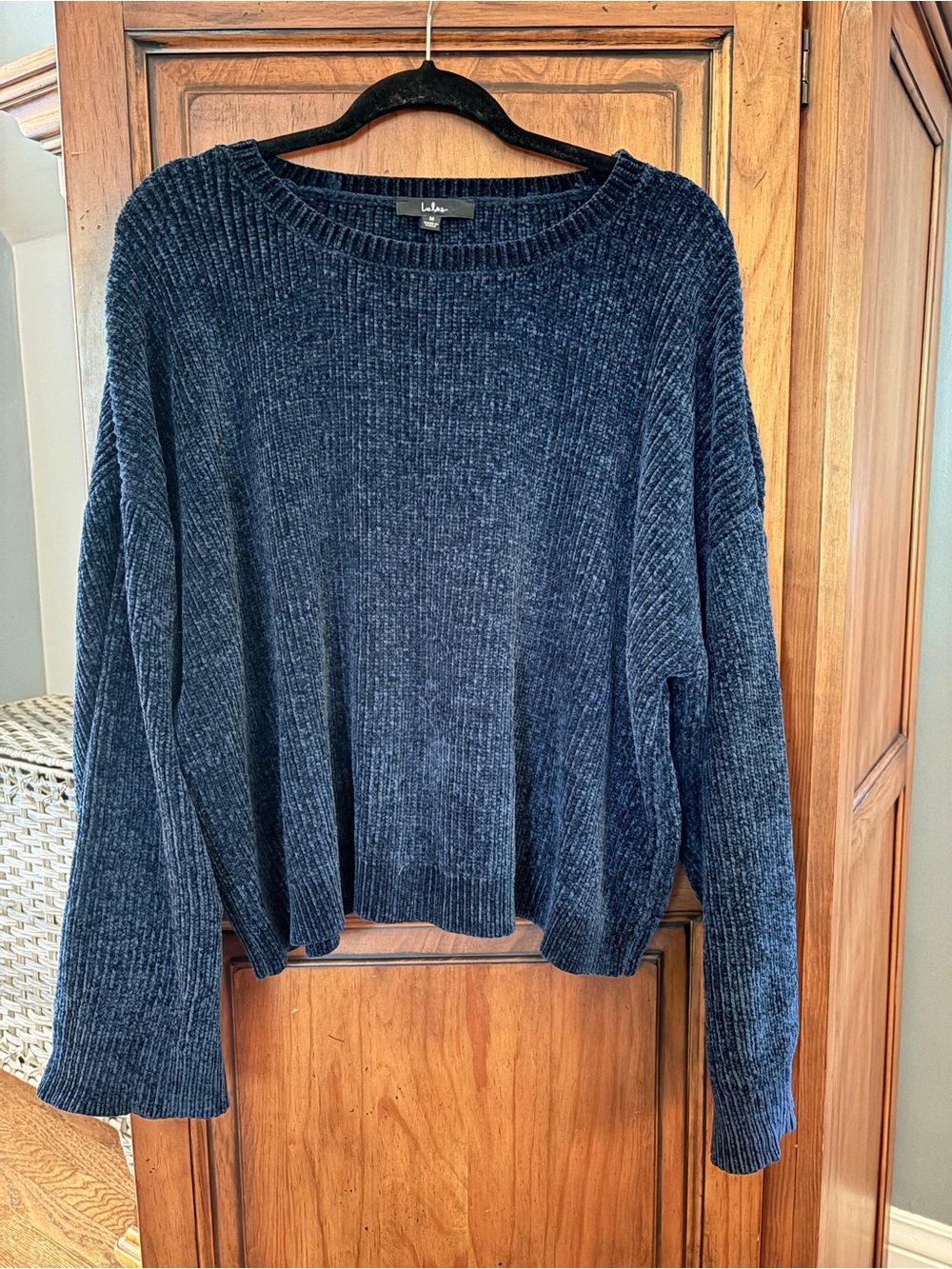 Lulu's Navy Ribbed Chenille Crewneck Sweater